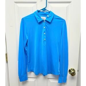 EP Pro Sky Blue Long Sleeve Polo Shirt, Golf Shirt, Quick Dry, Women's Size M